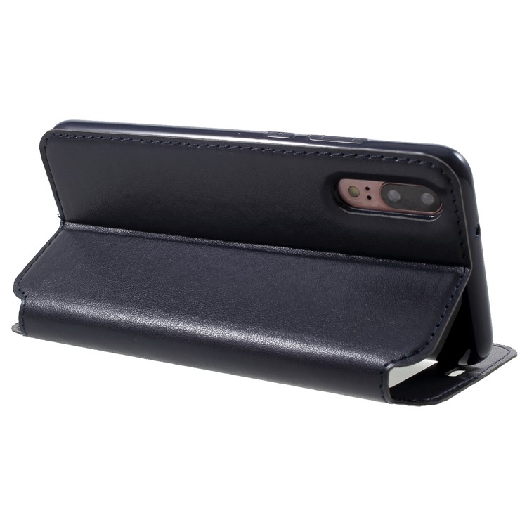 ROAR View Window Noble Leather Flip Stand Casing for Huawei P20 - Dark Blue-5