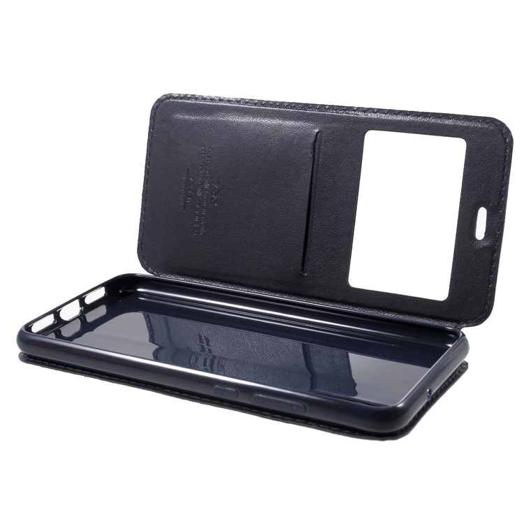 ROAR View Window Noble Leather Flip Stand Casing for Huawei P20 - Dark Blue-6