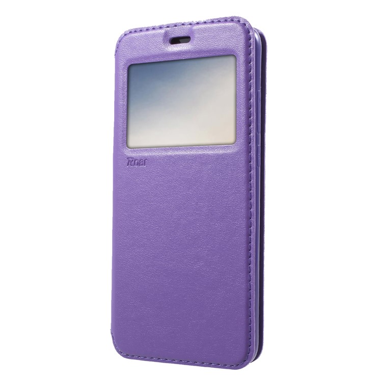 ROAR View Window Noble Leather Flip Stand Mobile Phone Case for Huawei P20 - Purple-3