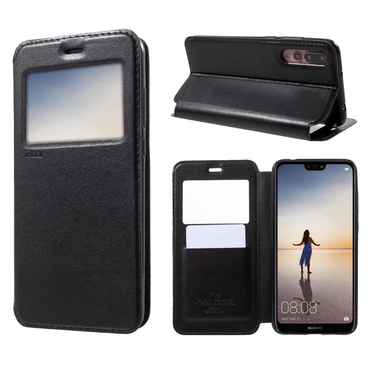 ROAR KOREA View Window Noble Leather Flip Stand Case for Huawei P20 Pro - Black-1