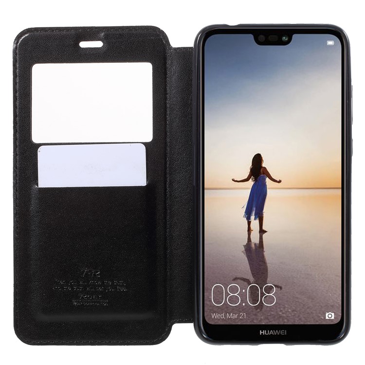 ROAR KOREA View Window Noble Leather Flip Stand Case for Huawei P20 Pro - Black-6