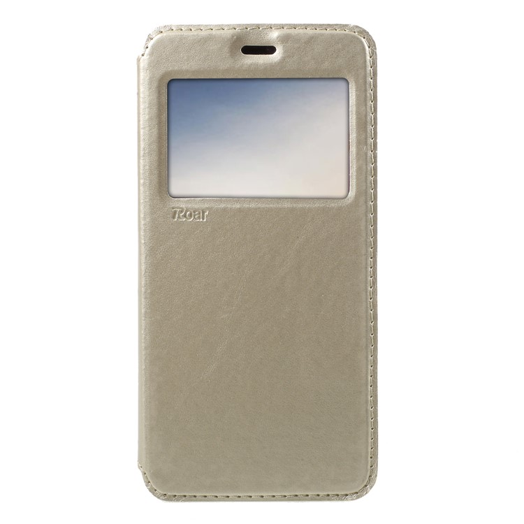 ROAR KOREA Sichtfenster Edle Leder Flip Standabdeckung Für Huawei P20 Pro - Gold-1