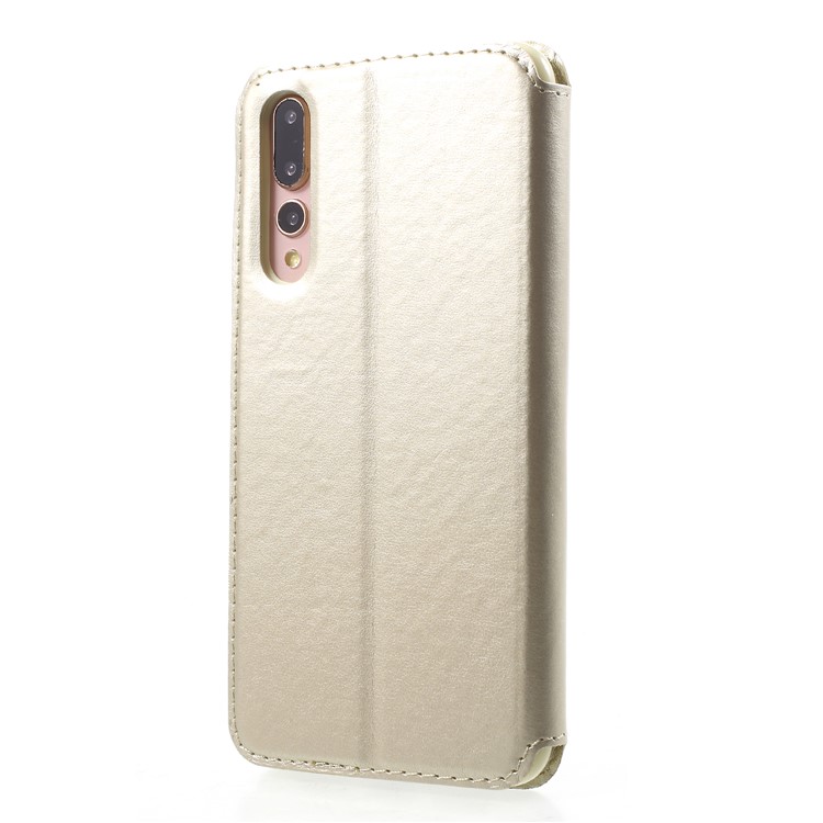 ROAR KOREA Sichtfenster Edle Leder Flip Standabdeckung Für Huawei P20 Pro - Gold-2