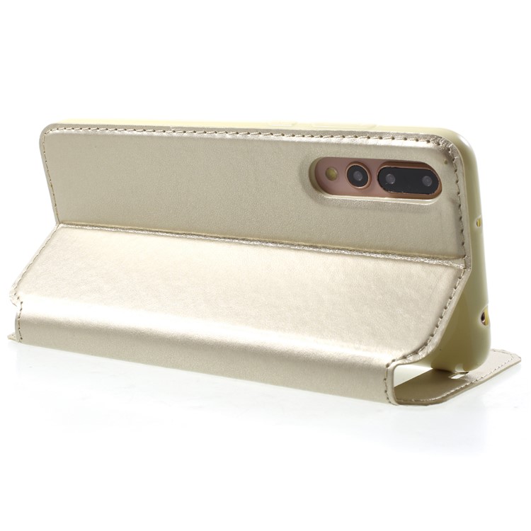 ROAR KOREA Sichtfenster Edle Leder Flip Standabdeckung Für Huawei P20 Pro - Gold-5