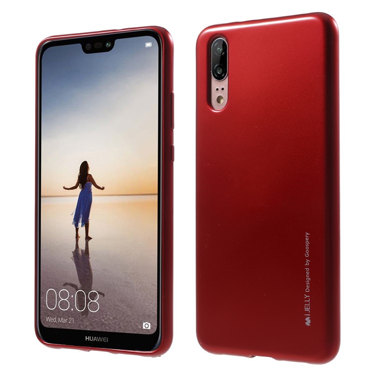 MERCURY GOOSPERY i JELLY Metallic TPU Flexible Mobile Phone Case for Huawei P20 - Red-1