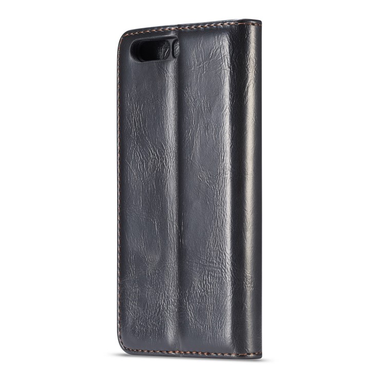 CASEME Oil Wax Crazy Horse Wallet Leather Stand Case for Huawei P10 - Black-3