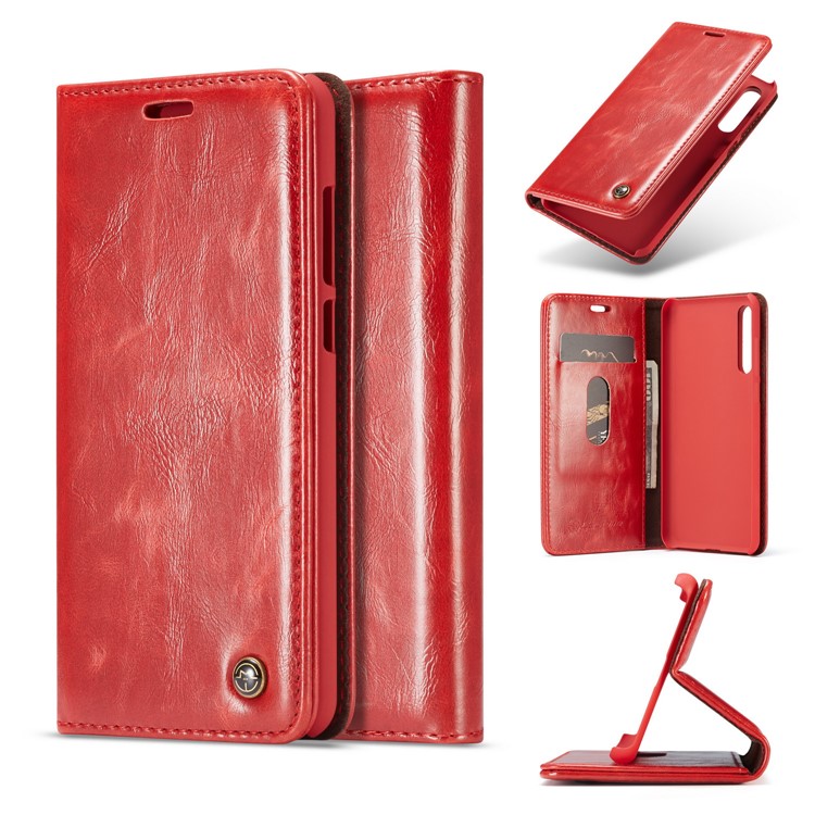 Portacellulare CASEME In Pelle Di Pitone Pazzo Per Huawei P20 Pro - Rosso-1