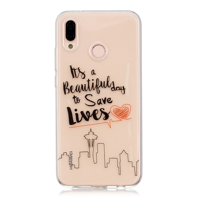 Printing Pattern TPU Mobile Phone Cover for Huawei P20 Lite/Nova 3e - Words and City Imagery-1