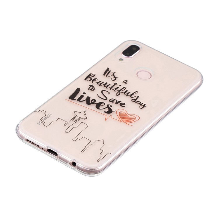Printing Pattern TPU Mobile Phone Cover for Huawei P20 Lite/Nova 3e - Words and City Imagery-2