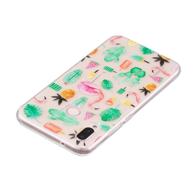 Printing Pattern TPU Mobile Phone Case Shell for Huawei P20 Lite/Nova 3e - Flamingo and Cactus-3