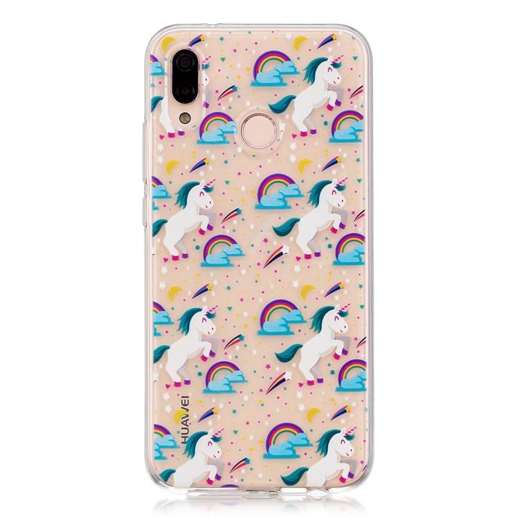 Printing Pattern TPU Mobile Phone Casing Shell for Huawei P20 Lite/Nova 3e - Unicorns Flying in Clouds-1