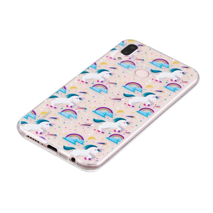 Printing Pattern TPU Mobile Phone Casing Shell for Huawei P20 Lite/Nova 3e - Unicorns Flying in Clouds-2