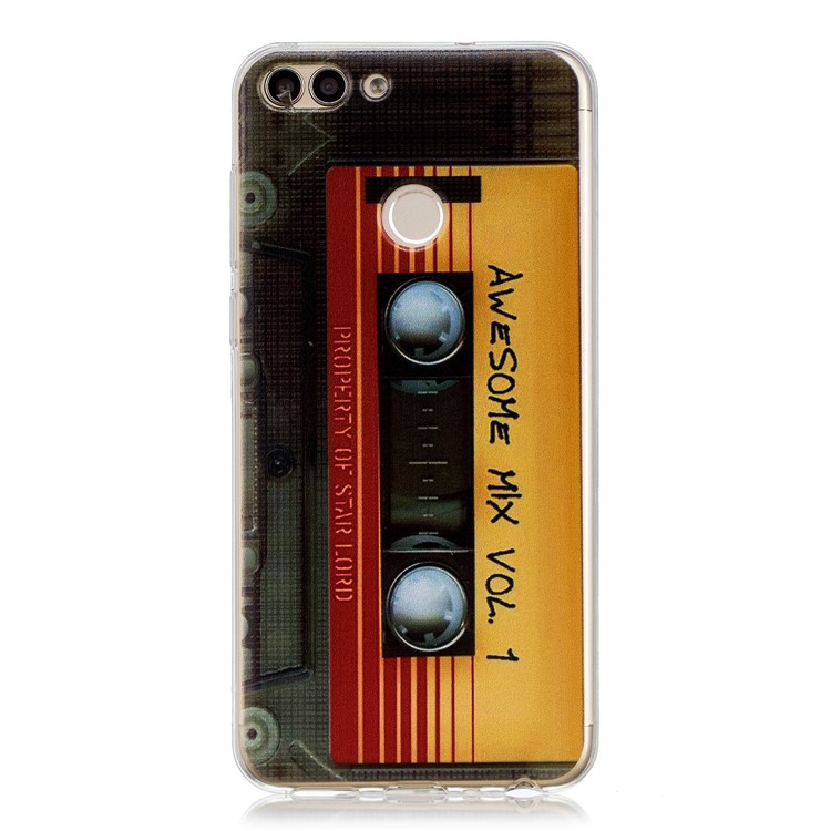 Pattern Printing Soft TPU Phone Casing for Huawei P Smart / Enjoy 7S - Cassette Tape-1