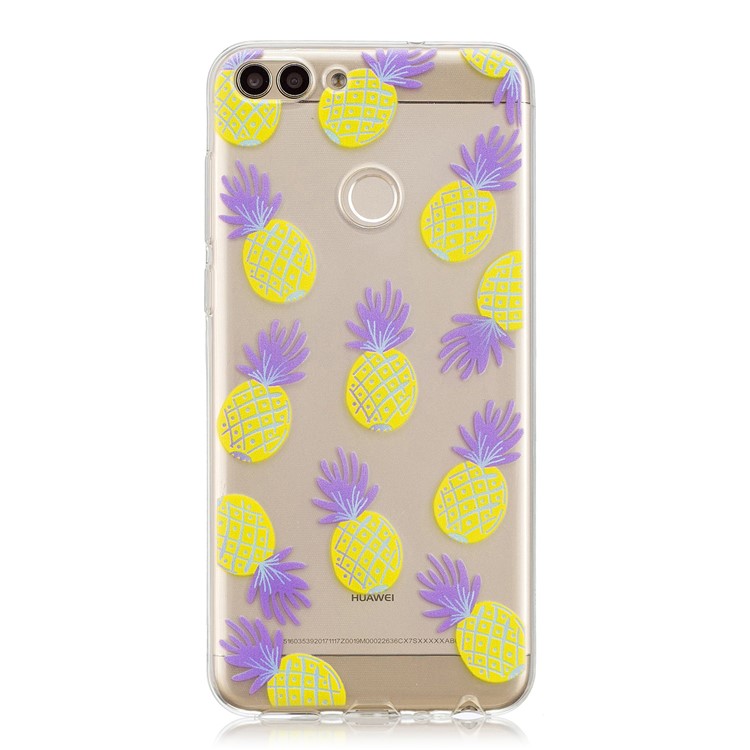 Pattern Printing TPU Mobile Phone Shell Case for Huawei P Smart / Enjoy 7S - Pineapple-1