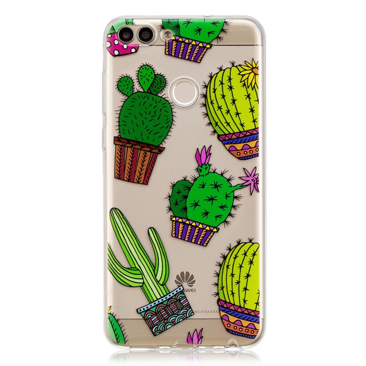 Pattern Printing Soft TPU Cell Phone Case Accessory for Huawei P Smart / Enjoy 7S - Cactus-1