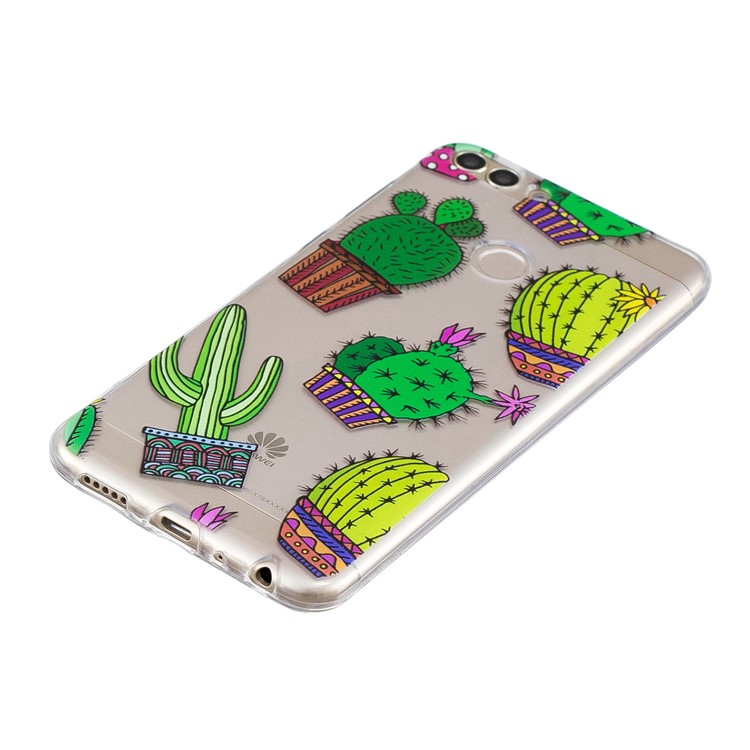 Pattern Printing Soft TPU Cell Phone Case Accessory for Huawei P Smart / Enjoy 7S - Cactus-2
