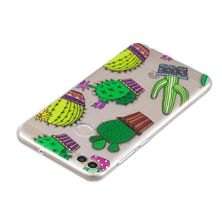 Pattern Printing Soft TPU Cell Phone Case Accessory for Huawei P Smart / Enjoy 7S - Cactus-3