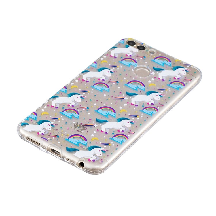 Pattern Printing TPU Gel Case for Huawei P Smart / Enjoy 7S - Unicorns and Rainbows-2