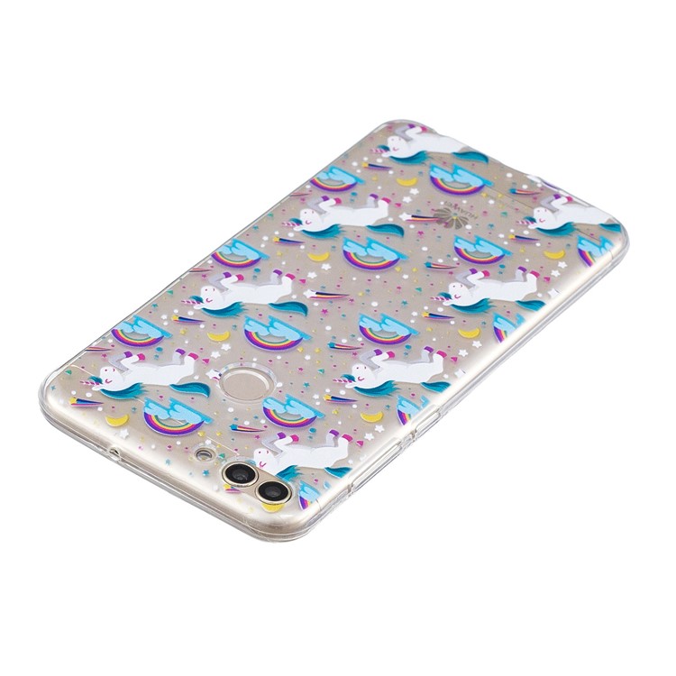 Pattern Printing TPU Gel Case for Huawei P Smart / Enjoy 7S - Unicorns and Rainbows-3