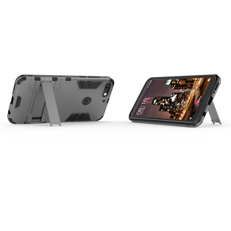 Plastic + TPU Hybrid Phone Case with Kickstand for Huawei Enjoy 8/Honor 7C /Y7 Prime (2018) - Grey-5