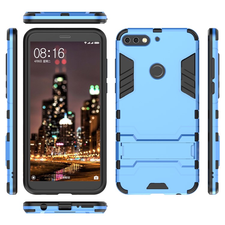 Plastic + TPU Combo Case with Kickstand for Huawei Enjoy 8/Honor 7C /Y7 Prime (2018) - Baby Blue-4