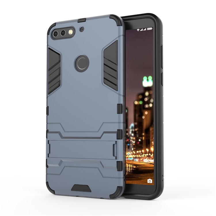 Plastic + TPU Combo Cover Case with Kickstand for Huawei Enjoy 8/Honor 7C /Y7 Prime (2018) - Dark Blue-2