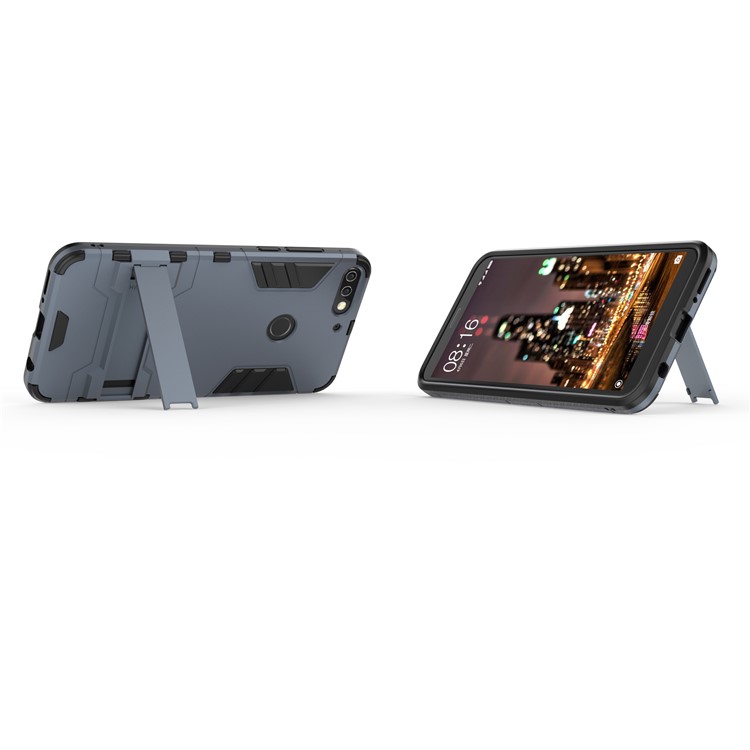 Plastic + TPU Combo Cover Case with Kickstand for Huawei Enjoy 8/Honor 7C /Y7 Prime (2018) - Dark Blue-5