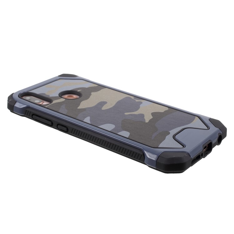 Camouflage Pattern Leather Coated PC TPU Hybrid Shell for Huawei P20 Lite / Nova 3e - Blue-3