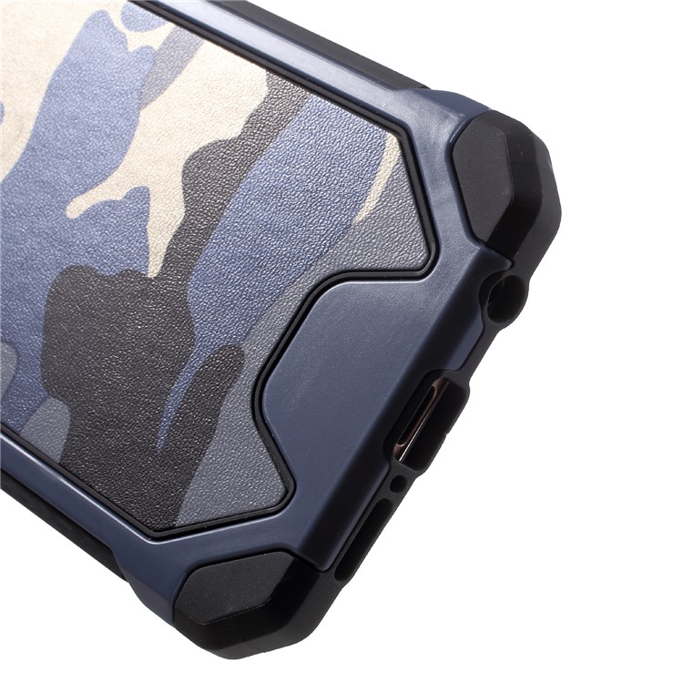 Camouflage Pattern Leather Coated PC TPU Hybrid Shell for Huawei P20 Lite / Nova 3e - Blue-5