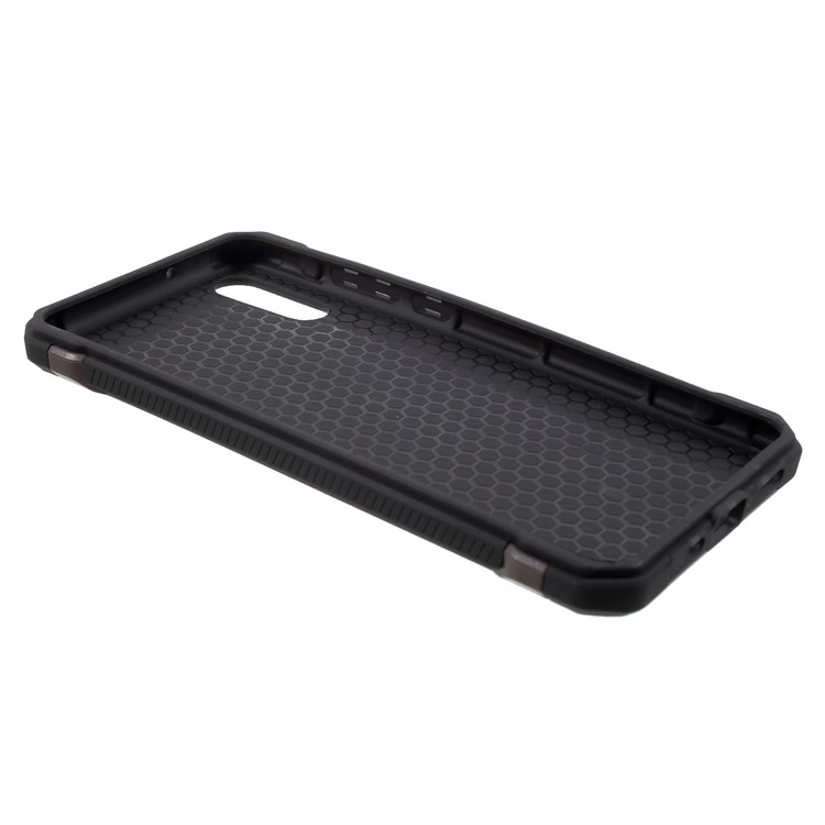 Padrão De Camuflagem PU Revestido De Couro TPU PC Híbrido Caso De Telefone Acessório Para Huawei P20 - Castanho-5