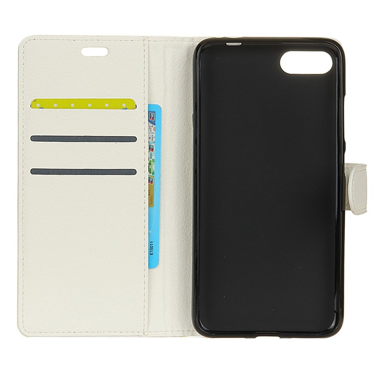 Litchi Texture Wallet Stand Leather Cover for Huawei Honor 10 - White-3