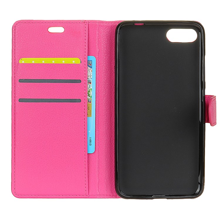Litchi Texture Wallet Stand Leather Shell for Huawei Honor 10 - Rose-3