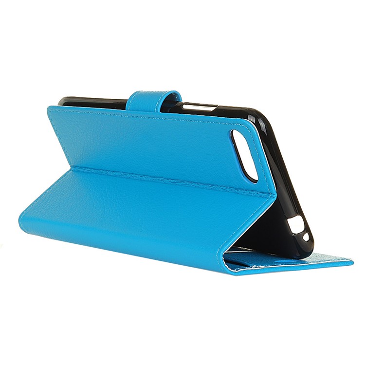 Litchi Texture Wallet Stand Leather Casing for Huawei Honor 10 - Blue-4