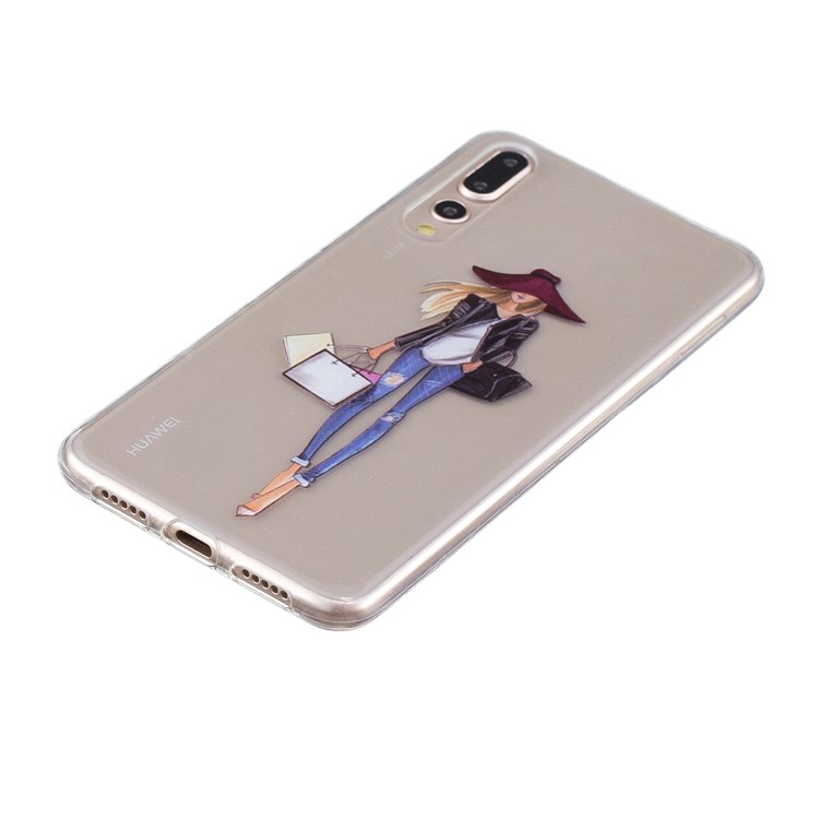 Printing Pattern TPU Cover for Huawei P20 Pro - Fashion Lady-2