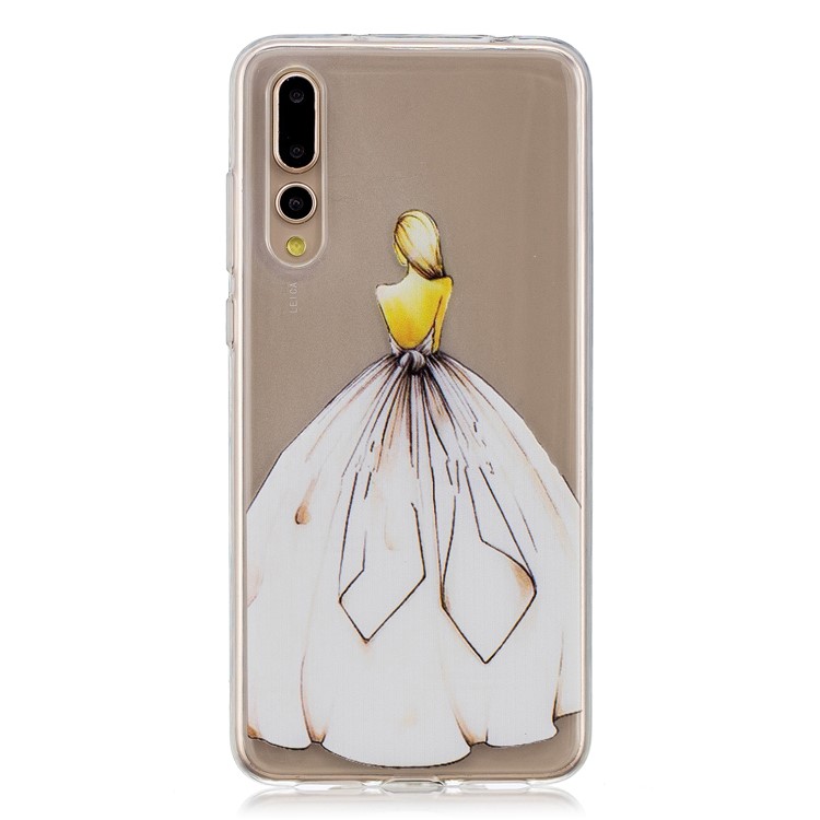 Печатный Шаблон ТПУ Корпус Для Huawei P20 Pro - Девушка В Платье Без Спинки-1