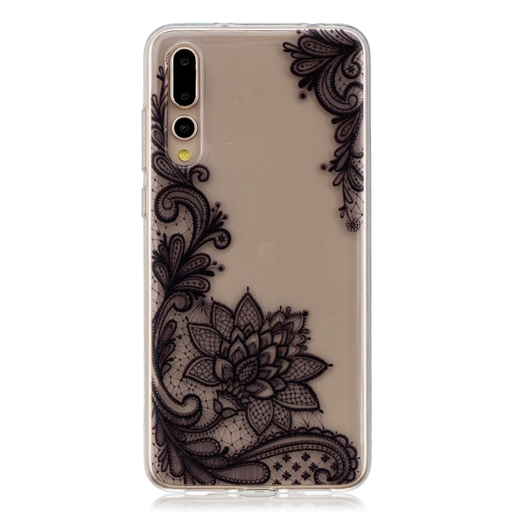 Printing Pattern TPU Casing Cover for Huawei P20 Pro - Black Lace-1
