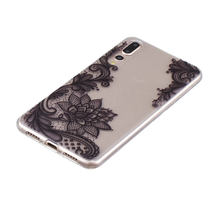 Printing Pattern TPU Casing Cover for Huawei P20 Pro - Black Lace-2