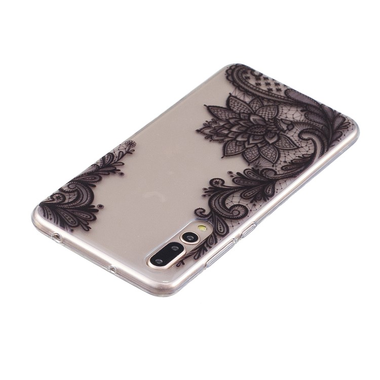 Printing Pattern TPU Casing Cover for Huawei P20 Pro - Black Lace-3