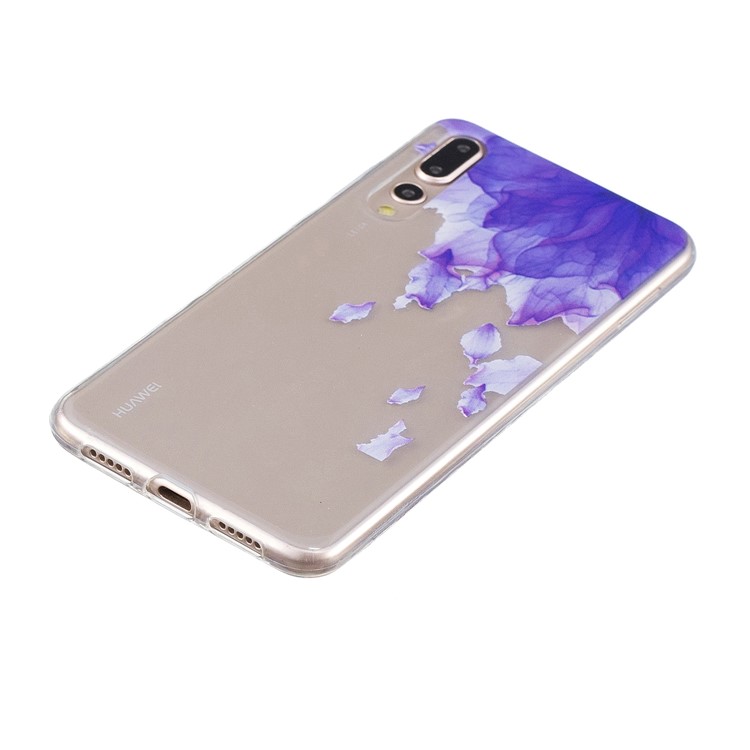 Printing Pattern TPU Cellphone Cover for Huawei P20 Pro - Purple Petal-2
