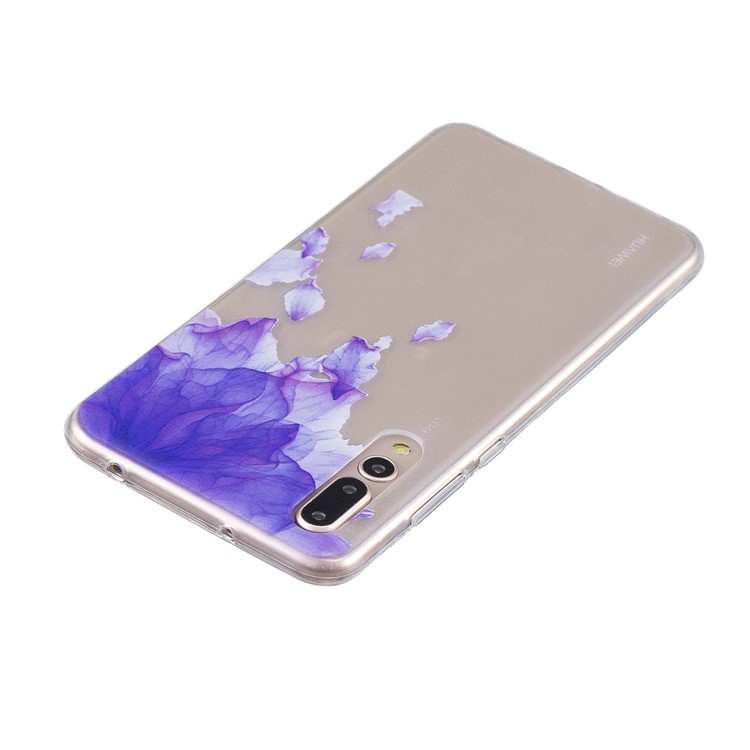 Printing Pattern TPU Cellphone Cover for Huawei P20 Pro - Purple Petal-3