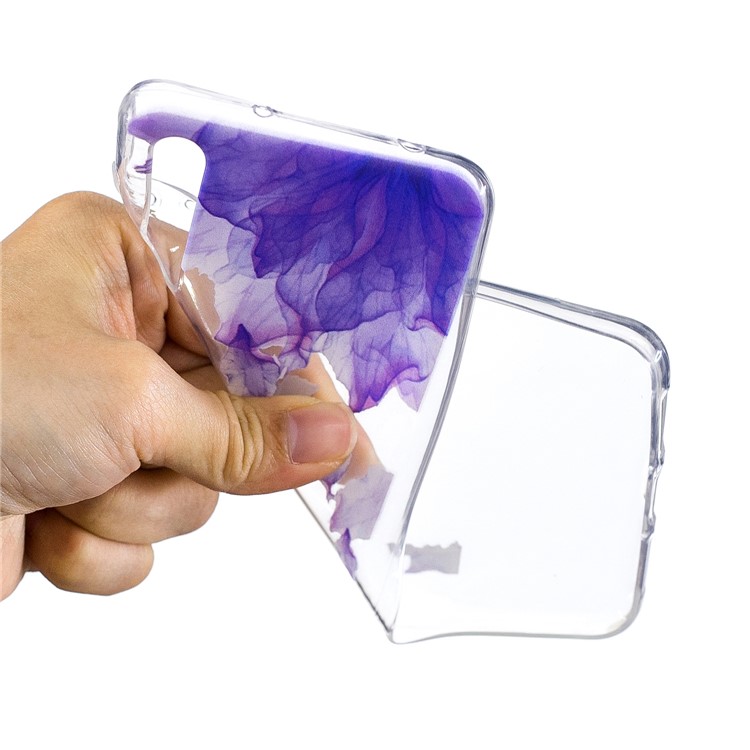 Printing Pattern TPU Cellphone Cover for Huawei P20 Pro - Purple Petal-4