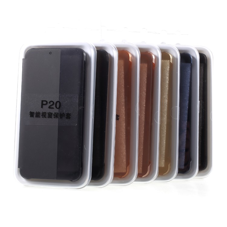 View Window Smart PU Leather Phone Case for Huawei P20 - Black-9