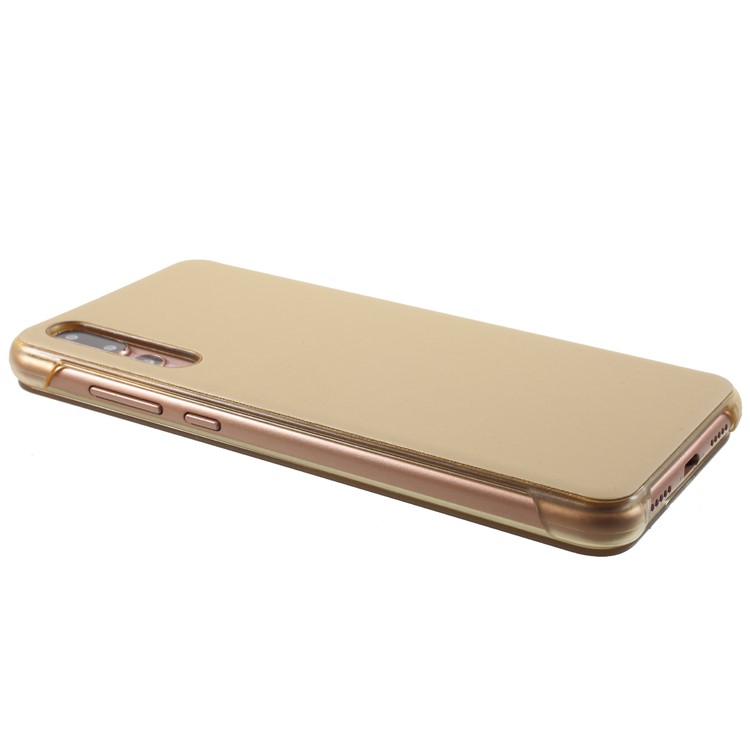 View Window Smart PU Leather Flip Case for Huawei P20 Pro - Champagne-4