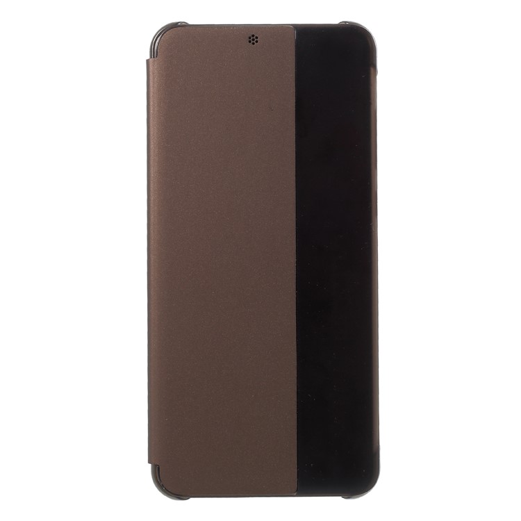 View Window Smart PU Leather Cell Phone Case for Huawei P20 Pro - Coffee-1