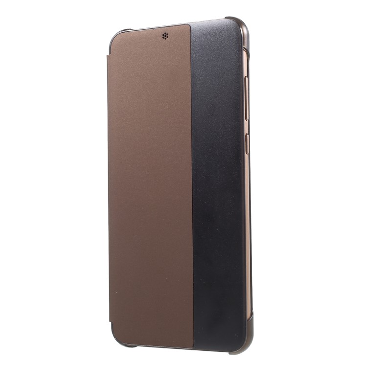 View Window Smart PU Leather Cell Phone Case for Huawei P20 Pro - Coffee-3