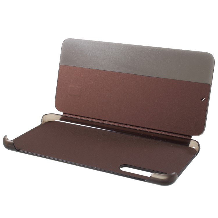 View Window Smart PU Leather Cell Phone Case for Huawei P20 Pro - Coffee-5