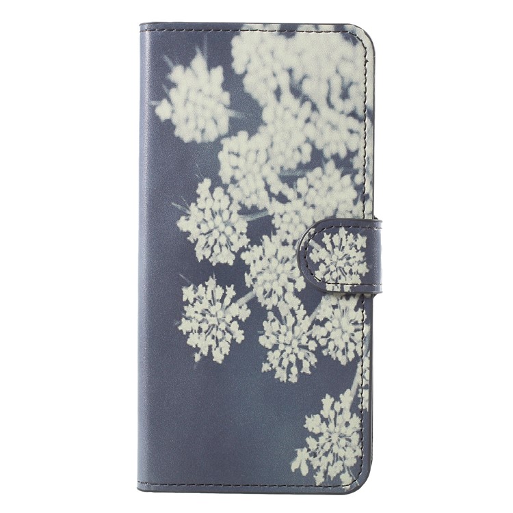 Pattern Printing Wallet Stand Leather Phone Case for Huawei Honor 7C / Enjoy 8 - White Blooming Flower-3