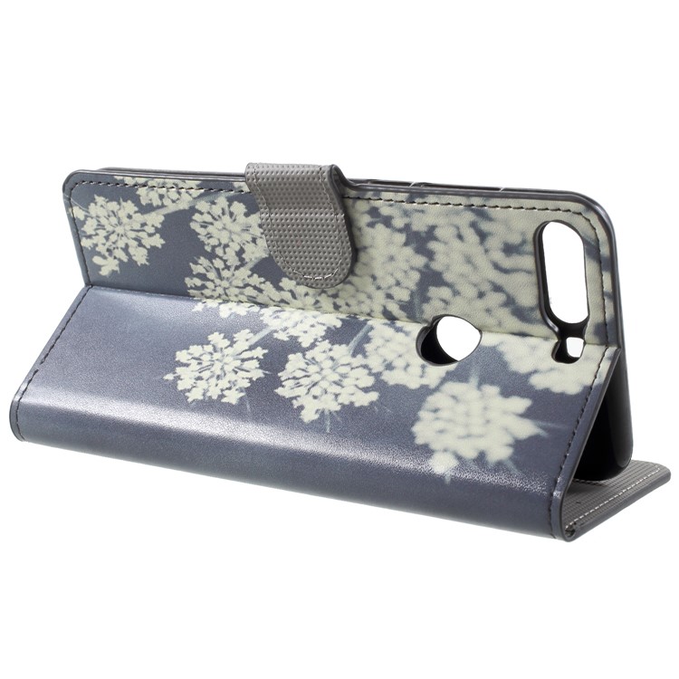 Pattern Printing Wallet Stand Leather Phone Case for Huawei Honor 7C / Enjoy 8 - White Blooming Flower-4