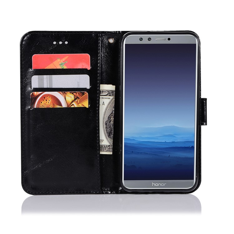 Lederner Mappenkasten Der Erstklassigen Weinlese Für Huawei Ehre 9 Lite / Ehre 9 Jugendausgabe - Schwarz-7