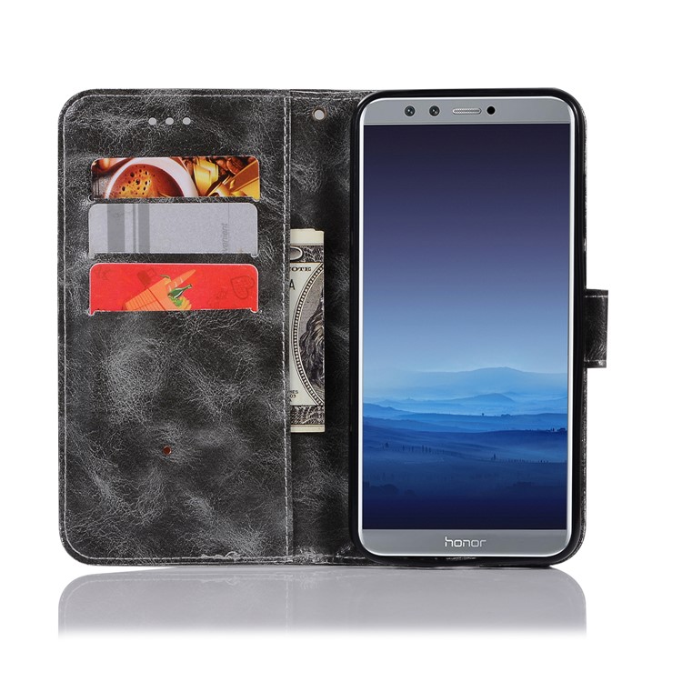 Premium Vintage Leather Wallet Cover for Huawei Honor 9 Lite / Honor 9 Youth Edition - Grey-7